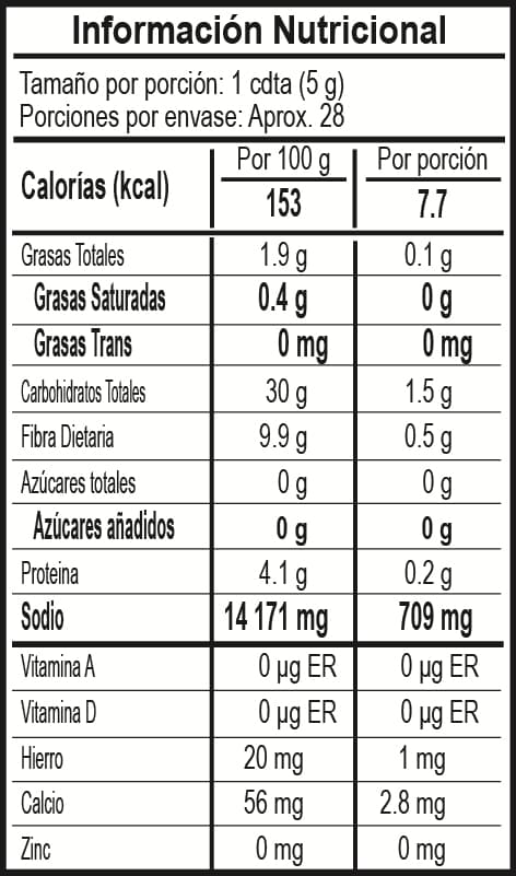 TAJÍN® Clásico Polvo - 142g Nutrition Facts 142g