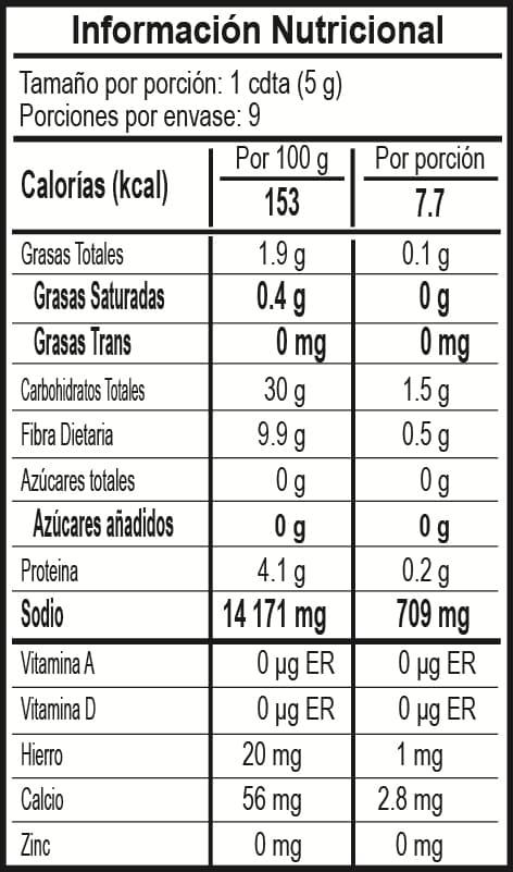TAJÍN® Clásico Polvo - 45g Nutrition Facts 45g