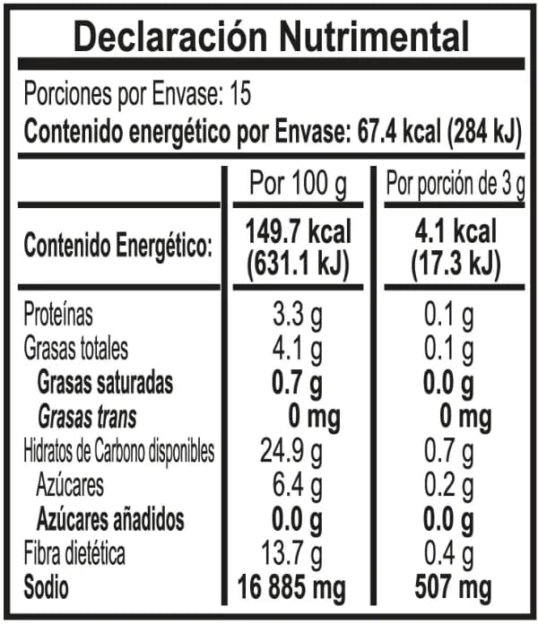 TAJÍN® Habanero - 45g Nutrition Facts 45g