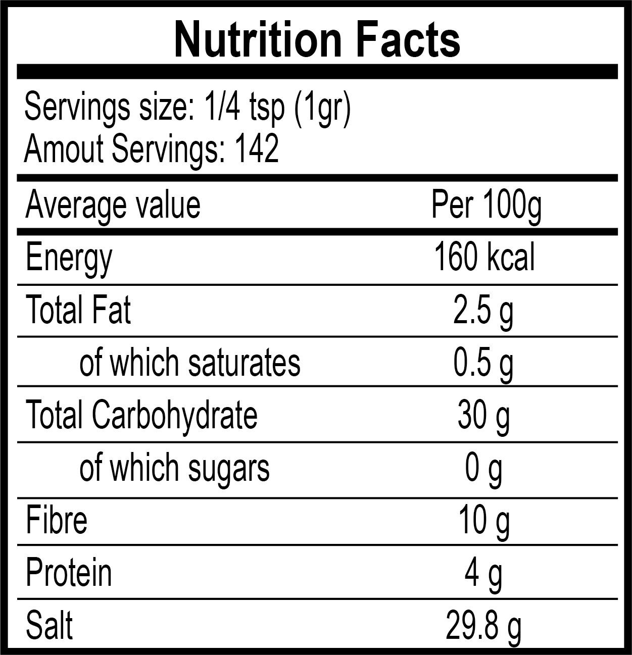 TAJÍN® Fruit Seasoning Rimmer Nutrition Facts Rimmer (120g)