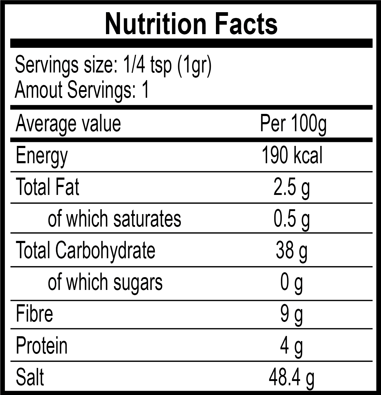 TAJÍN® Fruit Seasoning - Sachet Nutrition Facts Sachet (1g)