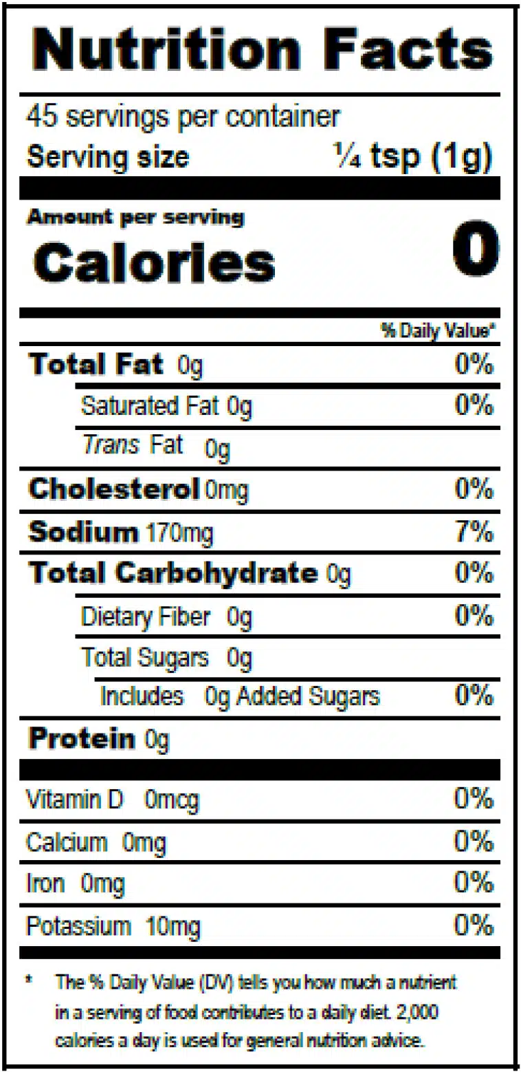 TAJÍN® Habanero Krydda - 1.6oz Nutrition Facts 45g
